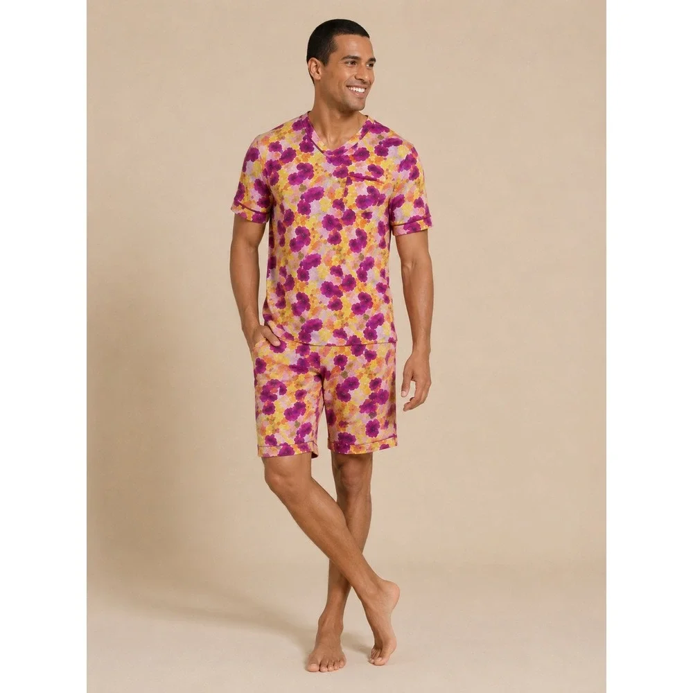 Cosabella Men's Designer V-Neck‎ Pajama Shorts Set Size M